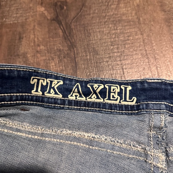 TK Axle 40x30  Slim Boot Jeans Blue Denim Pants Faded EATON Embroide - Picture 3 of 7